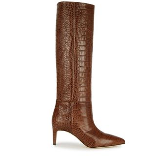 Paris Texas + 65 Crocodile-Effect Leather Knee-High Boots
