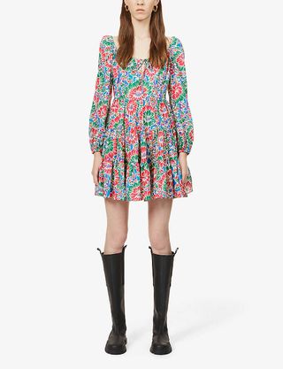 Rixo + Roxy Floral-Print Cotton-Blend Mini Dress