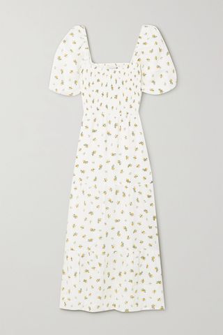 Faithfull the Brand + + Net Sustain Gianna Shirred Tiered Floral-Print Linen Midi Dress