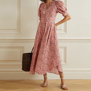 Dôen + Laurel Floral-Print Cotton-Blend Midi Dress