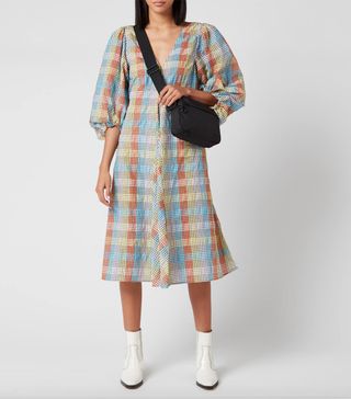 Ganni + Seersucker Check Mini Dress