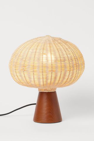 H&M + Wooden and Rattan Table Lamp