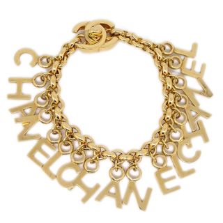 Chanel + Chanel Charm Turnlock Gold Chain Bracelet 96p