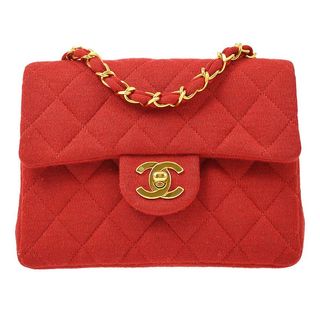 Chanel + Chanel Single Chain Shoulder Bag Red Cotton