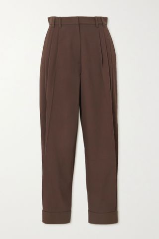 Pushbutton + Pleated Wool-Blend Twill Tapered Pants