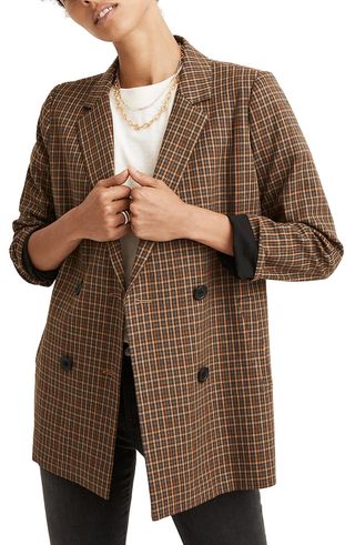 Madewell + Caldwell Plaid Double Breasted Blazer