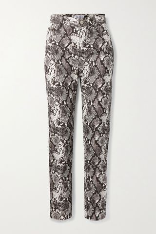 The Attico + Snake-Print High-Rise Straight-Leg Jeans