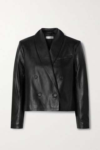 Anine Bing + Mae Double-Breasted Leather Blazer