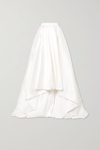 Halfpenny London + Robin Asymmetric Pleated Duchesse-Satin Maxi Skirt