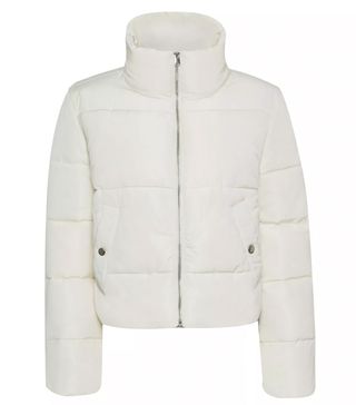 Miss Selfridge + Ivory Short Funnel Neck Puffer Jacket With Recycled Polyester