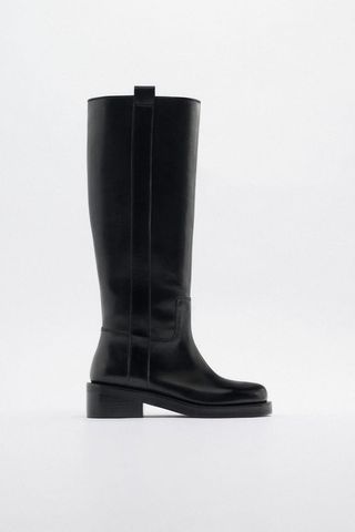 Zara + Leather Low Heel Boots