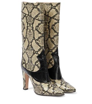 Gucci + Python-Effect Knee-High Boots