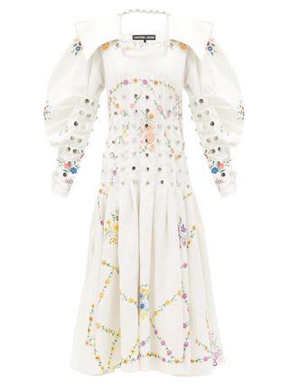 Chopova Lowena + Studded Recycled Linen and Cotton-Blend Dress