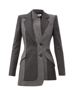 Alexander McQueen + Asymmetric Felted-Wool Double-Breasted Jacket