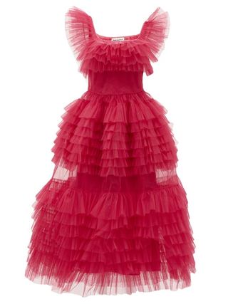 Molly Goddard + Pascale Frilled Tulle Midi Dress