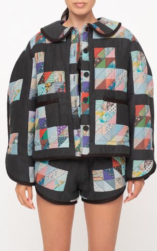 Sea + Tilia Cropped Patchworked Quilted Cotton Coat