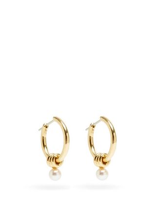 Spinelli Kilcollin + Ara 18kt Gold and Pearl Hoop Earrings