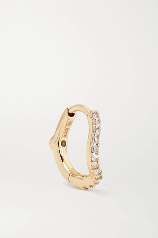 Maria Black + Wave Huggie Gold, Diamond and Sapphire Earring