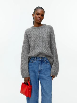 Arket + Mohair Blend Cable Knit Jumper