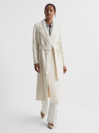 Reiss + Wool Blend Blindseam Belted Coat