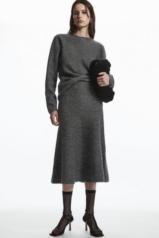 COS + Flared Merino Wool Midi Skirt