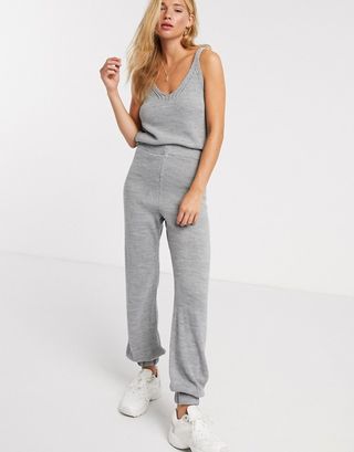 ASOS + Two-Piece Knitted Pants in Gray Marl