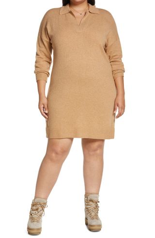 Madewell + Long Sleeve Polo Merino Wool Blend Sweater Dress