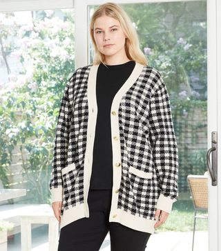 Who What Wear x Target + V-Neck Check Jacquard Cardigan