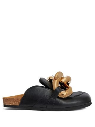 JW Anderson + Chain-Embellished Leather Mules