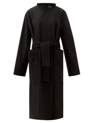 Lemaire + Stand-Collar Felted Wool-Blend Longline Wrap Coat
