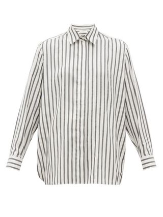 The Row + Big Sisea Striped Silk Shirt