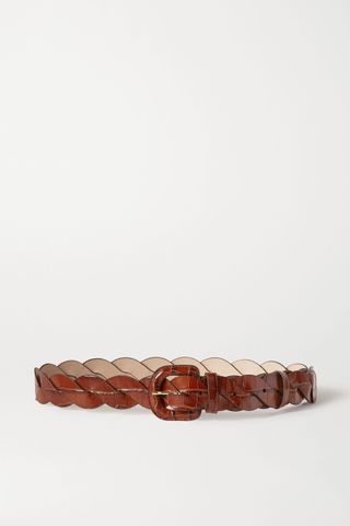 Loeffler Randall + Deidre Braided Croc-Effect Leather Belt
