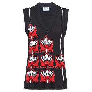 Prada + Intarsia V-Neck Knitted Vest