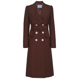 Prada + Double-Breasted Belted Coat
