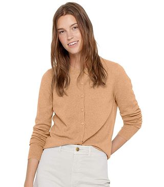 State Cashmere + Button Front Long Sleeve Crew Neck Cardigan Sweater