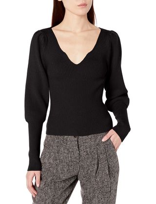 Astr the Label + Marina Scallop Neck Ribbed Sweater Top