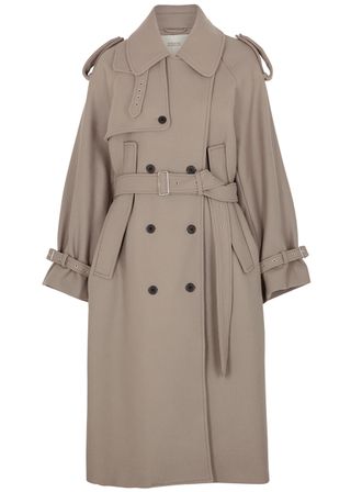 Mark Kenly Domino Tan + Catrin Taupe Wool-Blend Trench Coat