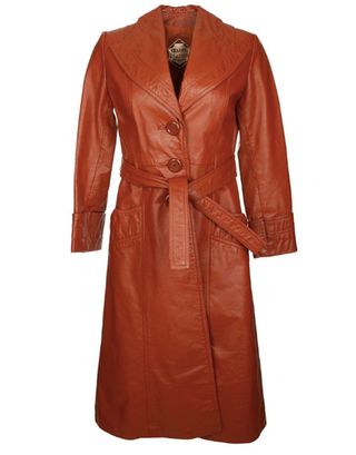 Vintage + Brown 70s Leather Coat