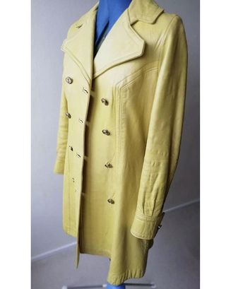 Vintage + Bright Yellow 1960s 1970s Mod Leather Jacket