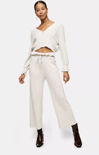Topshop + Oat Paperbag Knitted Pants