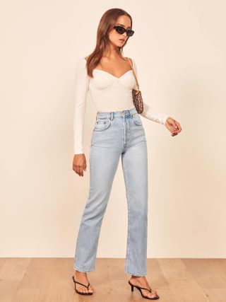 Reformtion + Cynthia High Rise Straight Jeans