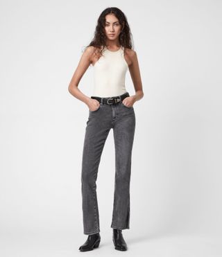 AllSaints + Mia High-Rise Stretch Slim Jeans, Washed Black