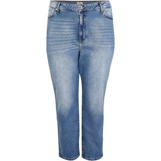 River Island + Plus Blue High Waisted Straight Jeans