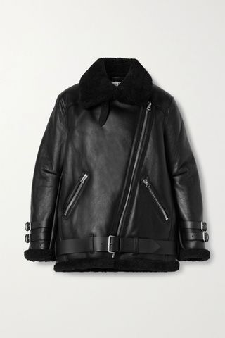 Acne Studios + Leather-Trimmed Shearling Jacket