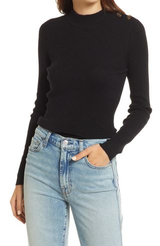 Madewell + Women's Hollyridge Ribbed Button Shoulder Sweater