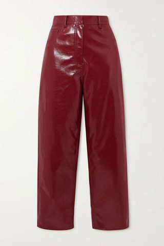 Tibi + Faux Patent-Leather Wide-Leg Pants