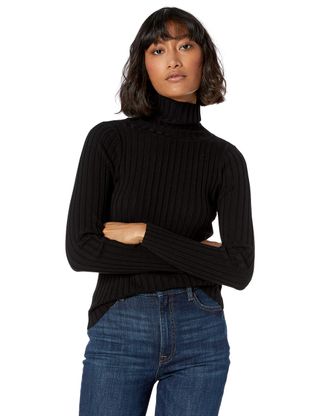 The Drop + Amy Fitted Turtleneck Ribbed Sweater