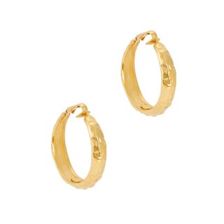 Kenneth Jay Lane + Hammered Gold-Tone Clip-On Hoop Earrings