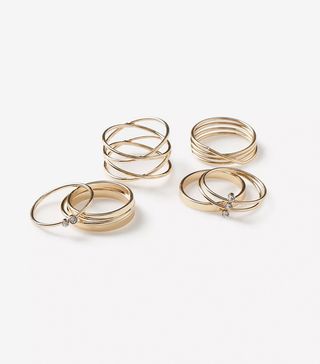 Topshop + Wire Cross Over Ring Pack
