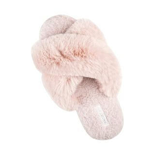 Halluci + Cross Band Soft Plush Fleece Slippers